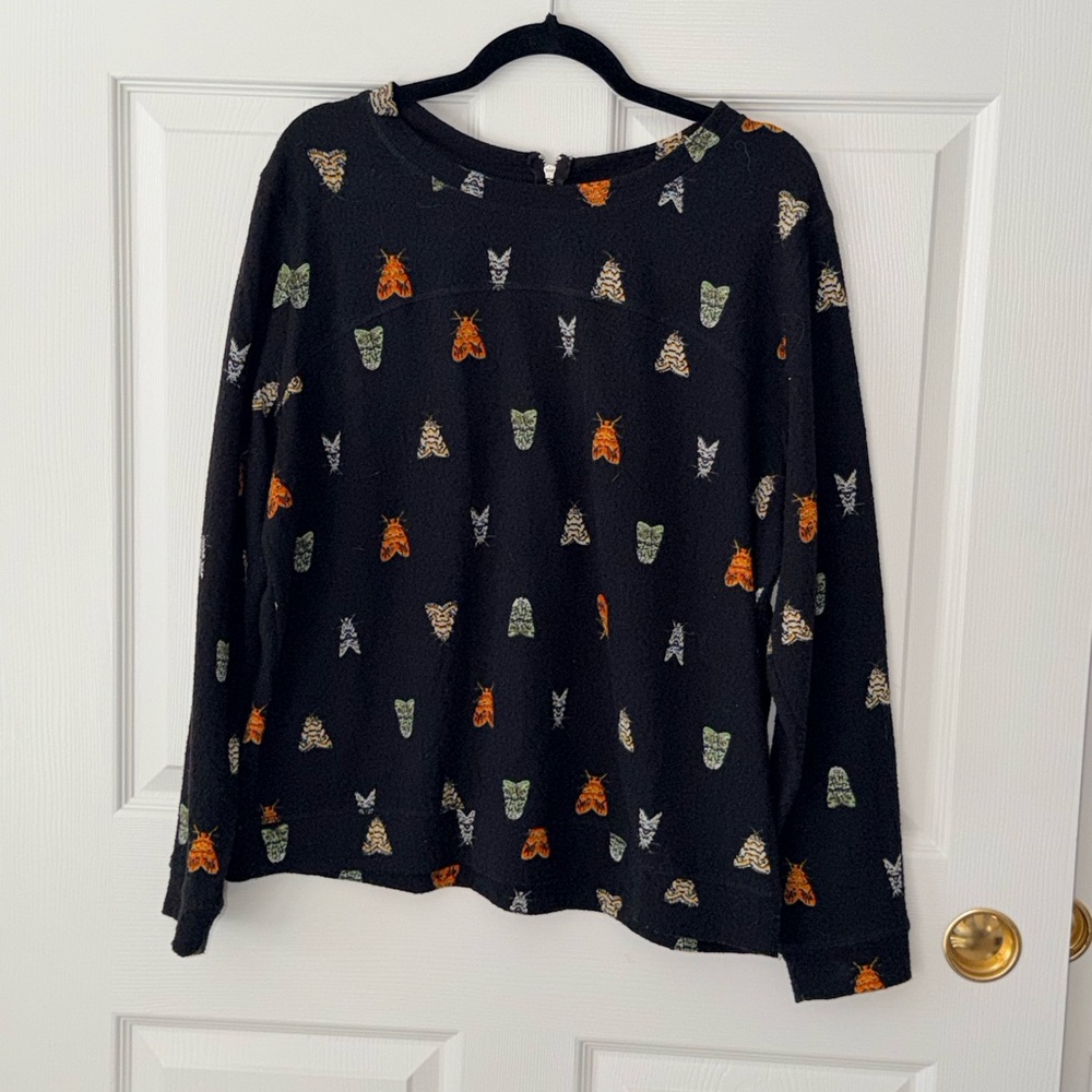 H&M Black Top with Colorful Butterfly Design